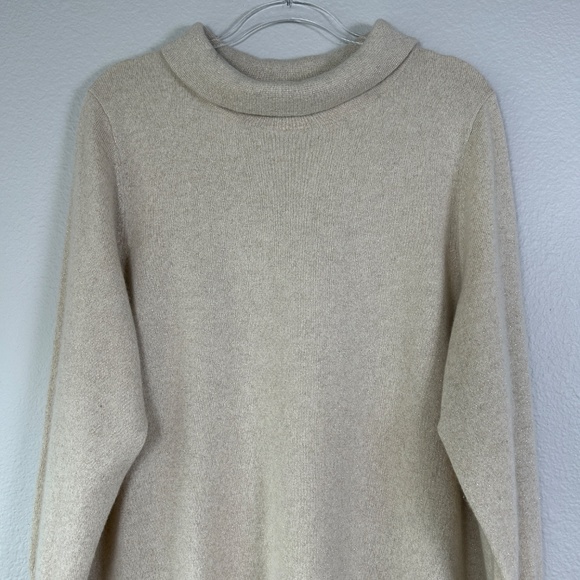Talbots plus size 2X mock neck pullover sweater cashmere blend beige metallic - Picture 3 of 11